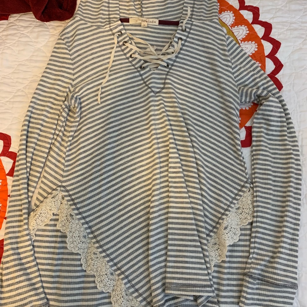Long sleeve light lace up hoodie